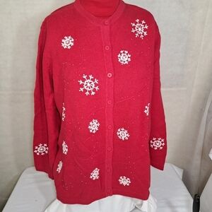 Cherokee Red & White Long Sleeve Crew cut Xmas zo